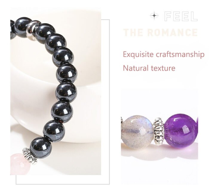 Natural magnetite amethyst bracelet.