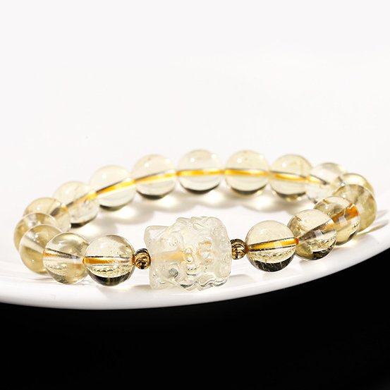 Natural lemon crystal nine-tailed fox bracelet - taoistcrystal.com Natural lemon crystal nine-tailed fox bracelet