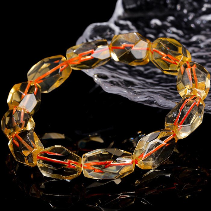 7A natural faceted citrine freeform bracelet.