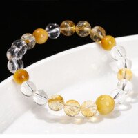 Natural Yellow and White Crystal Tiger Eye Stone Bracelet