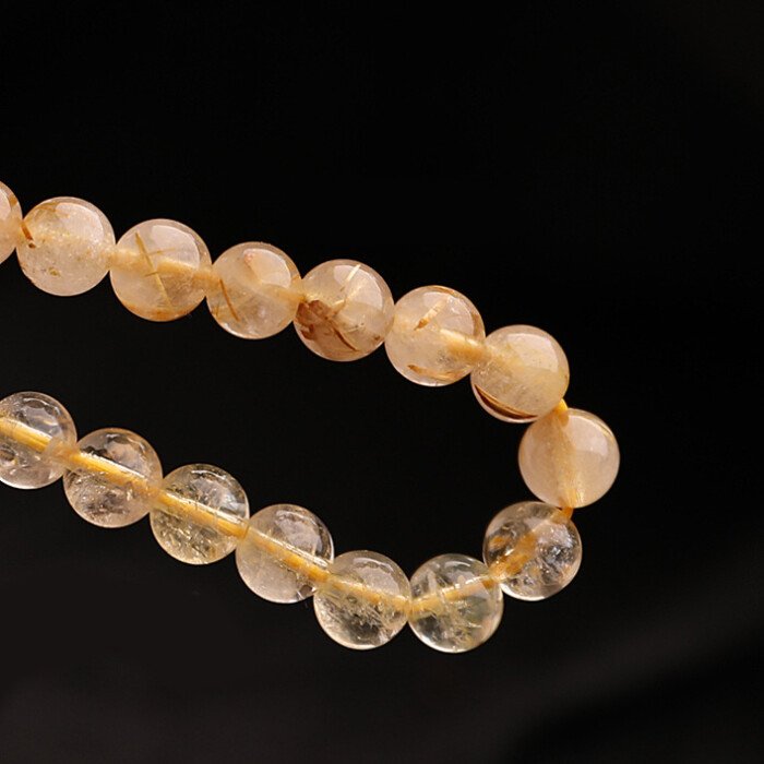 Natural golden rutilated quartz “full of gold and silver” bracelet.