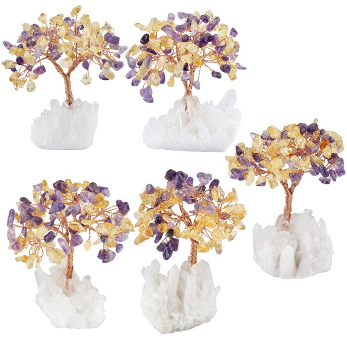 Crystal Wish – making Tree with White Crystal Cluster Base (Life Tree) – Help you be keenly perceptive in competition