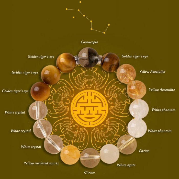 Cornucopia Crystal Bracelet – for Supplementing Metal and Earth Elements Which Are Lacking and Favored.
