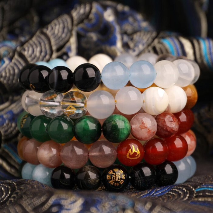 Aquamarine and Green Agate Crystal Bracelet: Balancing the Wood and Water Elements in the Five – Element Theory