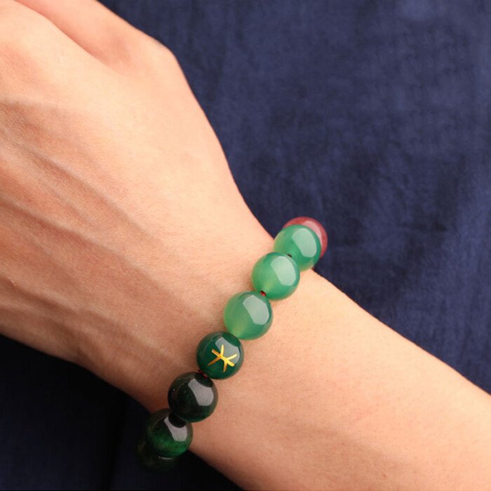 Aquamarine and Green Agate Crystal Bracelet: Balancing the Wood and Water Elements in the Five – Element Theory