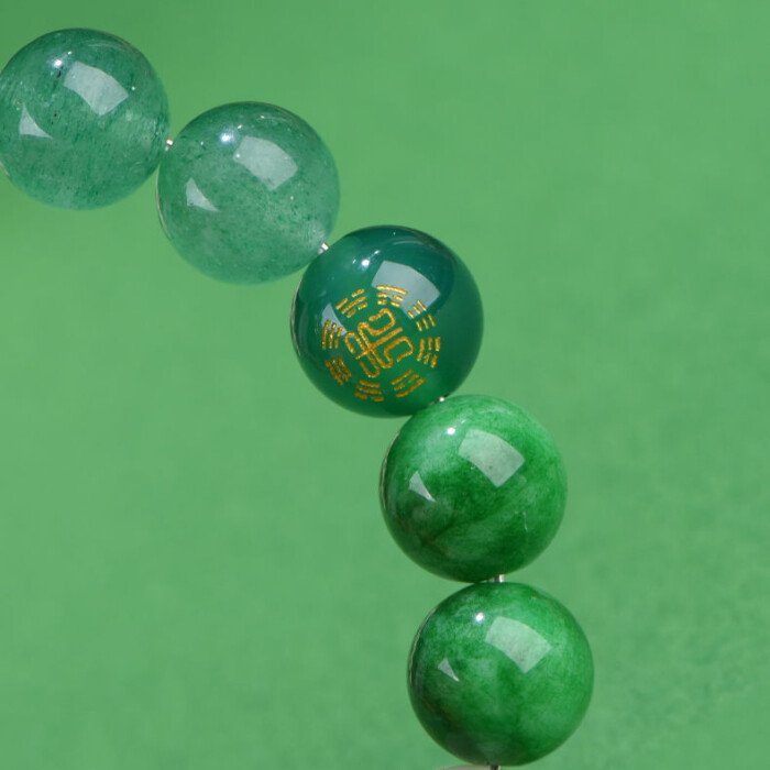 Green Chalcedony and Strawberry Quartz Crystal Bracelet – Balancing Wood and Fire Elements in the Theory of Five Elements