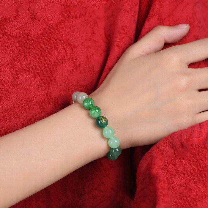 Green Chalcedony and Strawberry Quartz Crystal Bracelet – Balancing Wood and Fire Elements in the Theory of Five Elements