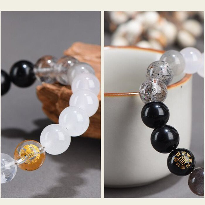 Aquamarine and Golden Obsidian Crystal Bracelet – Balancing Metal and Water Elements in the Theory of Five Elements