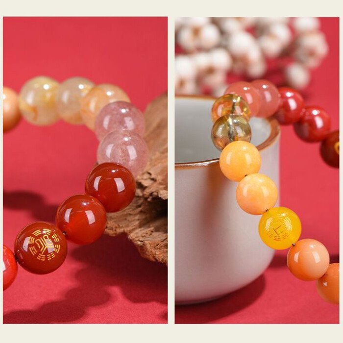 Yellow Pagoda Crystal and Sunstone Crystal Bracelet – Balancing Fire and Earth Elements in the Theory of Five Elements