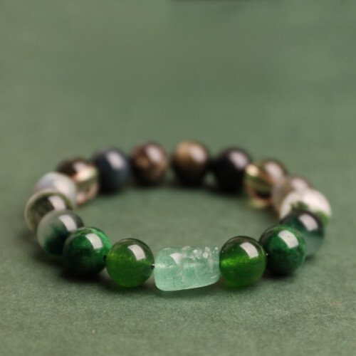 Green Strawberry Quartz Pi Xiu Wealth – attracting Bracelet: Compensating Water and Wood Elements in the Five – Element System