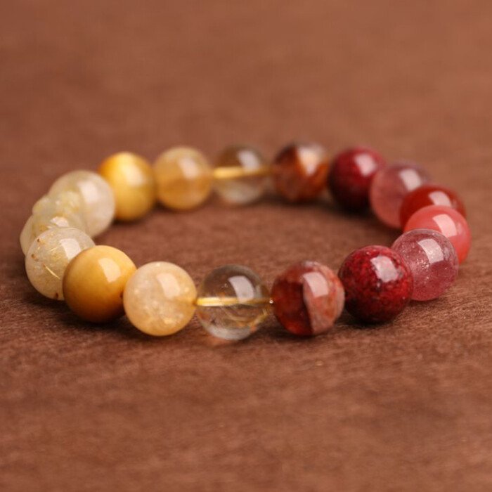 Yellow Pagoda Crystal Pi Xiu Wealth – attracting Bracelet – Five – element Crystals for Supplementing Fire and Earth Elements