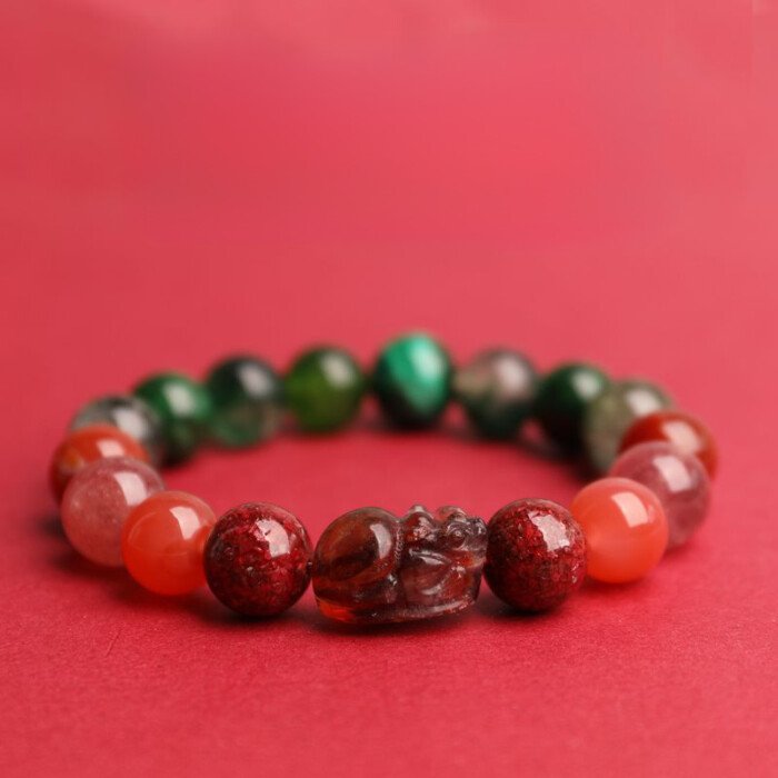 Strawberry Quartz Pi Xiu Wealth – attracting Bracelet: Compensating Fire and Wood Elements in the Five – Element System