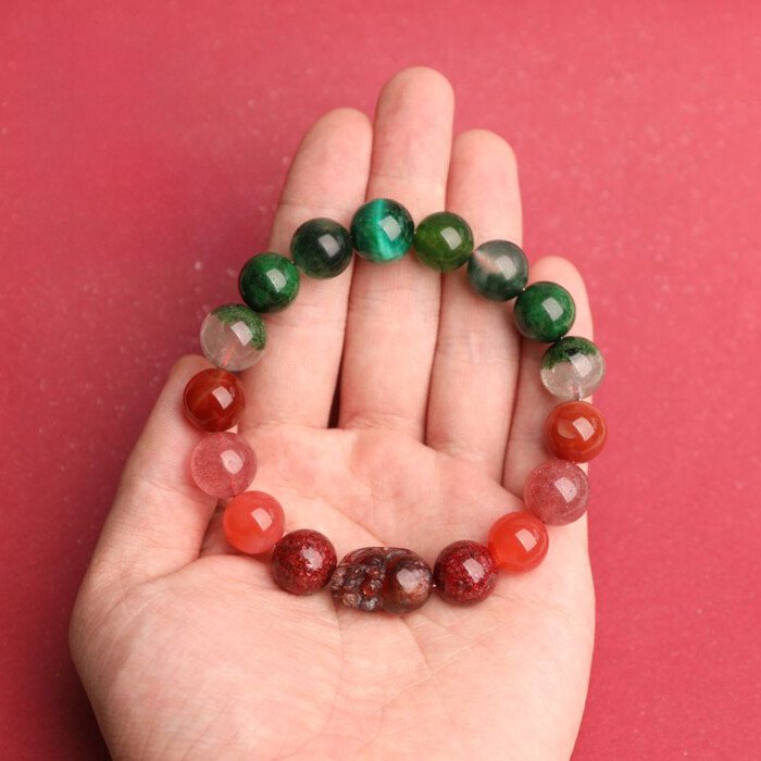 Strawberry Quartz Pi Xiu Wealth – attracting Bracelet: Compensating Fire and Wood Elements in the Five – Element System