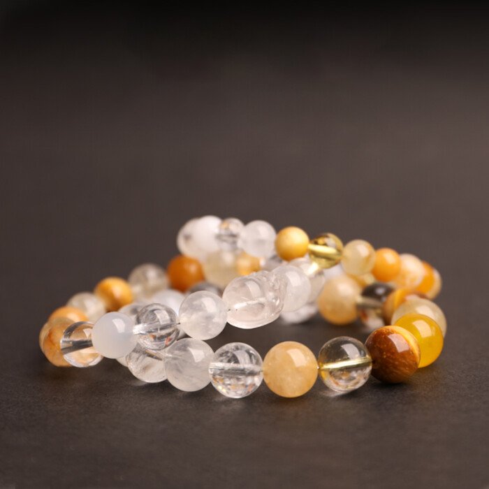 White Crystal Pi Xiu Wealth – attracting Bracelet – Five – element Crystals for Supplementing Metal and Earth Elements
