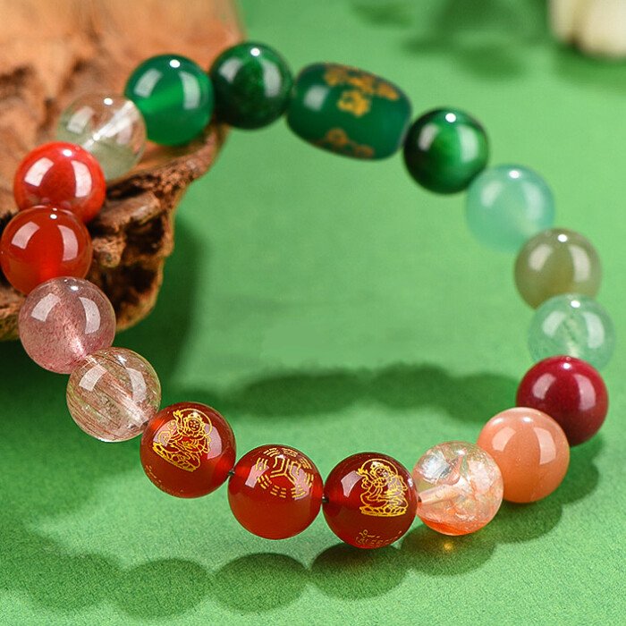 Five – Ways God of Wealth Crystal Bracelet – For Compensating Fire and Wood Elements in the Theory of Five Elements