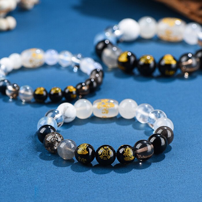 Five – Ways God of Wealth Crystal Bracelet – For Compensating Metal and Water Elements in the Theory of Five Elements