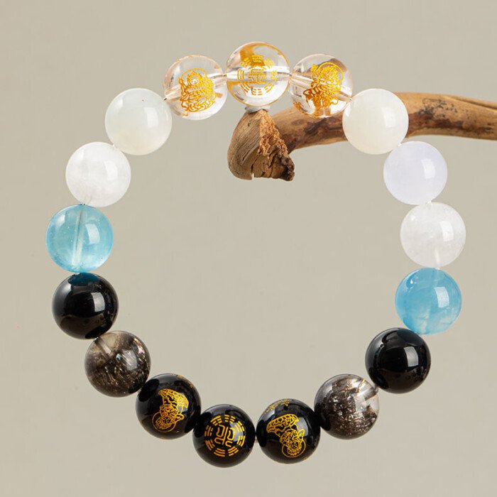 Five – Ways God of Wealth Balancing Crystal Bracelet – Promoting the Generation of Water by Metal in the Five – Element Theory