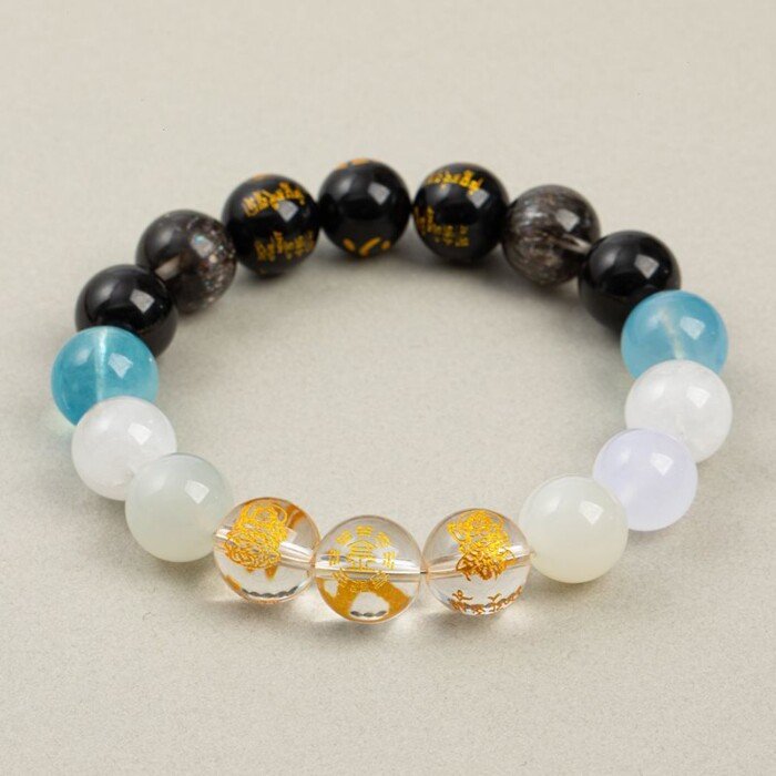 Five – Ways God of Wealth Balancing Crystal Bracelet – Promoting the Generation of Water by Metal in the Five – Element Theory