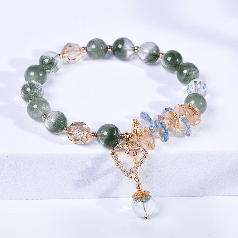 Girls’ Forest-style Versatile and Wealth-attracting Green Phantom Crystal Bracelet - taoistcrystal.com Girls’ Forest-style Versatile and Wealth-attracting Green Phantom Crystal Bracelet