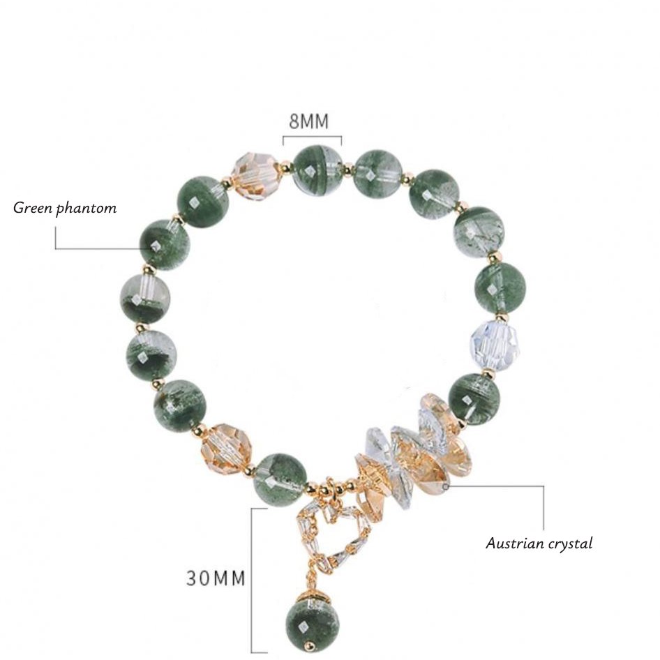 Girls’ Forest-style Versatile and Wealth-attracting Green Phantom Crystal Bracelet - taoistcrystal.com Girls’ Forest-style Versatile and Wealth-attracting Green Phantom Crystal Bracelet