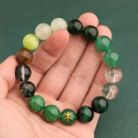 Green agate multi – treasure bracelet for supplementing, favoring or lacking wood in the five – element theory