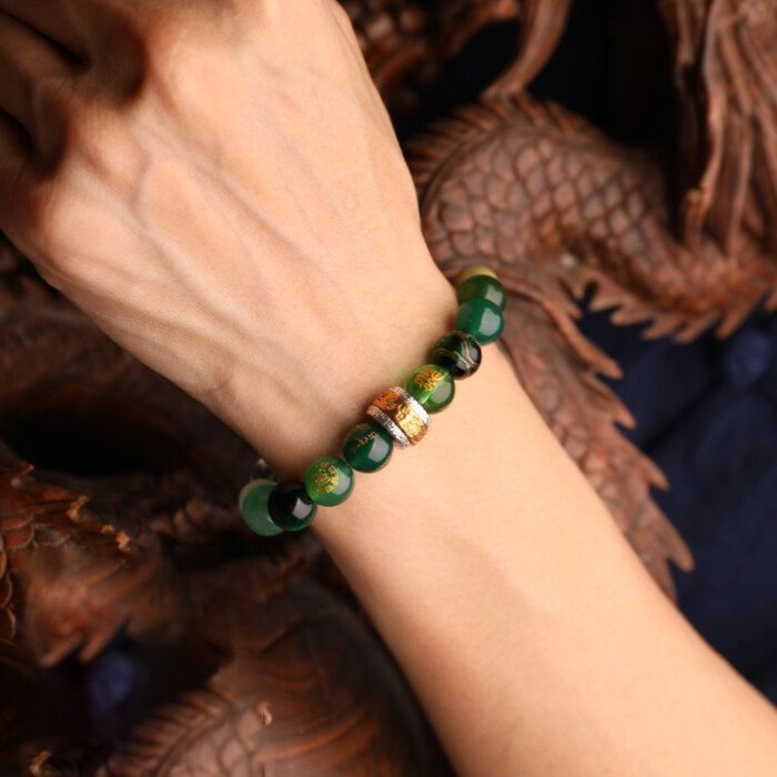 Natural crystal multi – gemstone hand string with the Four Divine Beasts for protection and peace