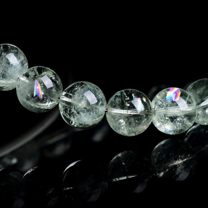 Natural green Azeztulite multicolored green crystal bracelet.