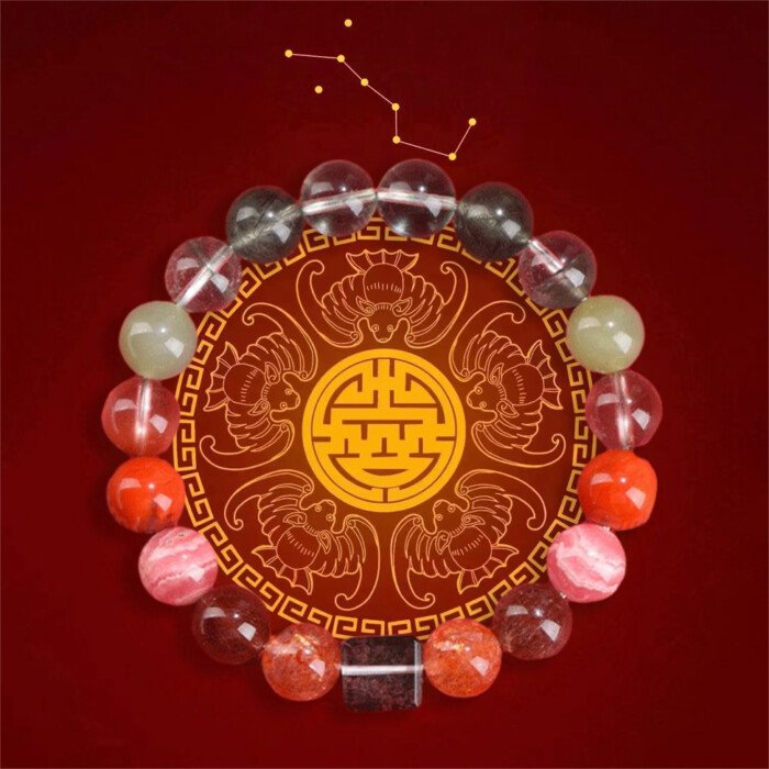 Red Rutilated Quartz and Green Crystal Cornucopia Bracelet – Achieving Balance between Fire and Wood Elements in the Five – Element System