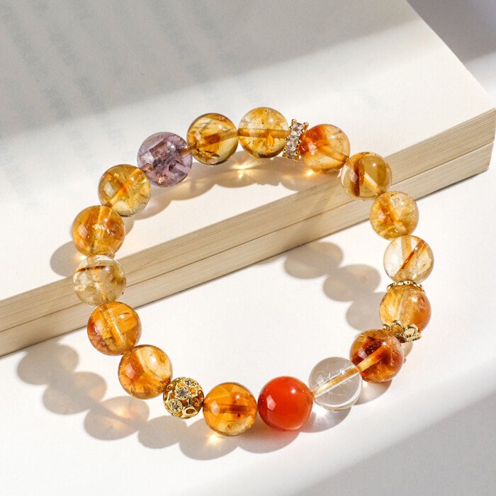 Yellow Pagoda Crystal South Red Crystal Beaded Bracelet